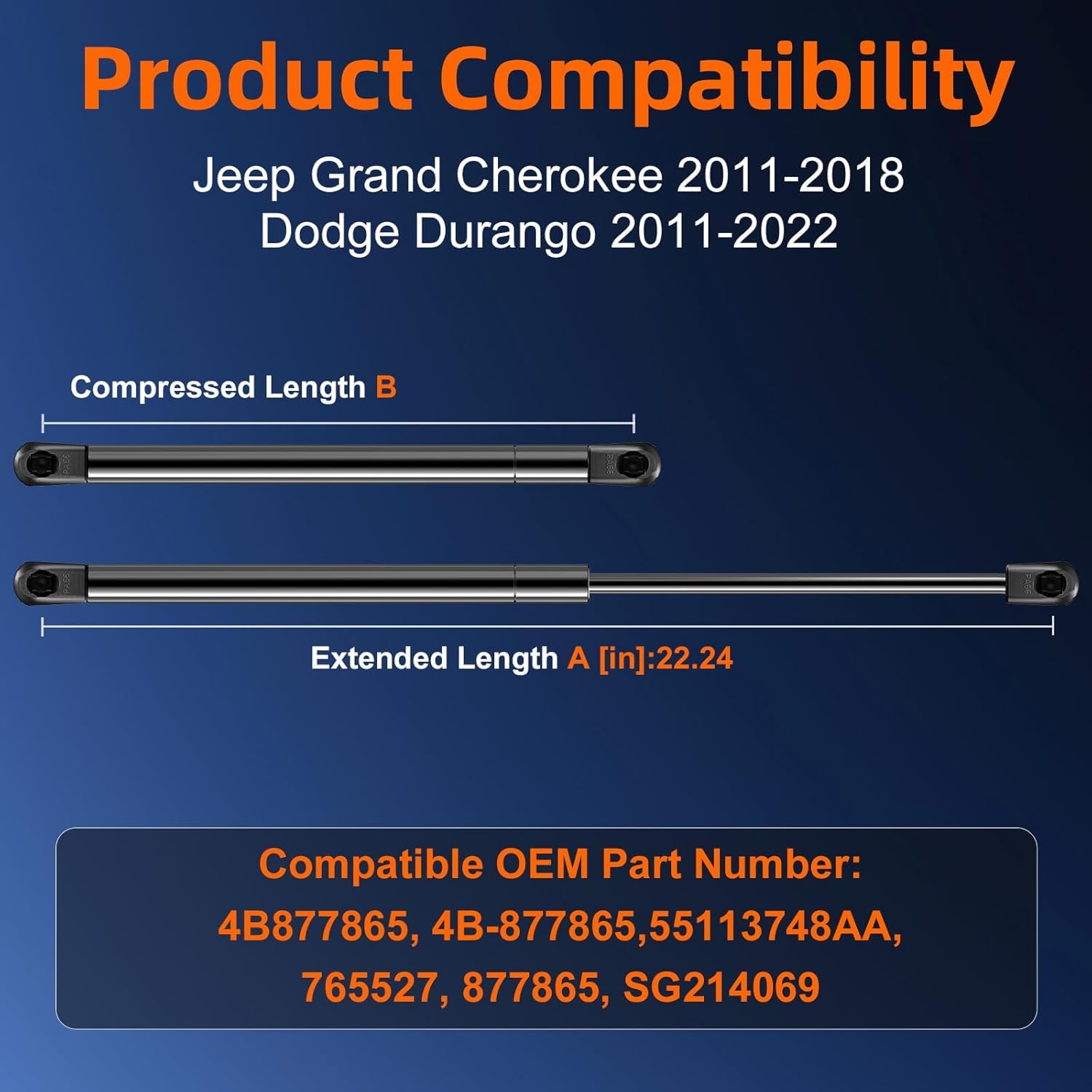Euplokeer 2-pack hood struts for Jeep Grand Cherokee, ready to install.