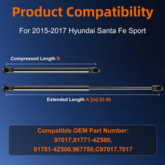 Euplokeer rear hatch support with 22.06 inch extended length for smooth lifting.