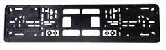 European License Plates standard black holder front view showing a sleek, universal mounting solution
