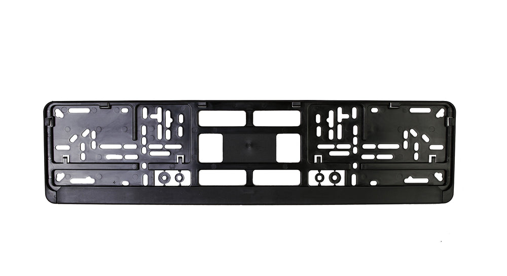 European License Plates standard black holder side view highlights a slim profile for bumper integration
