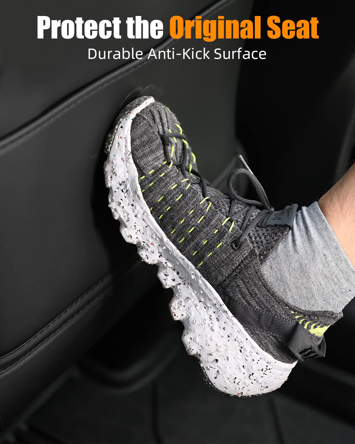EVANDCAR kick mats with organizer pocket help keep rear area tidy and accessible.