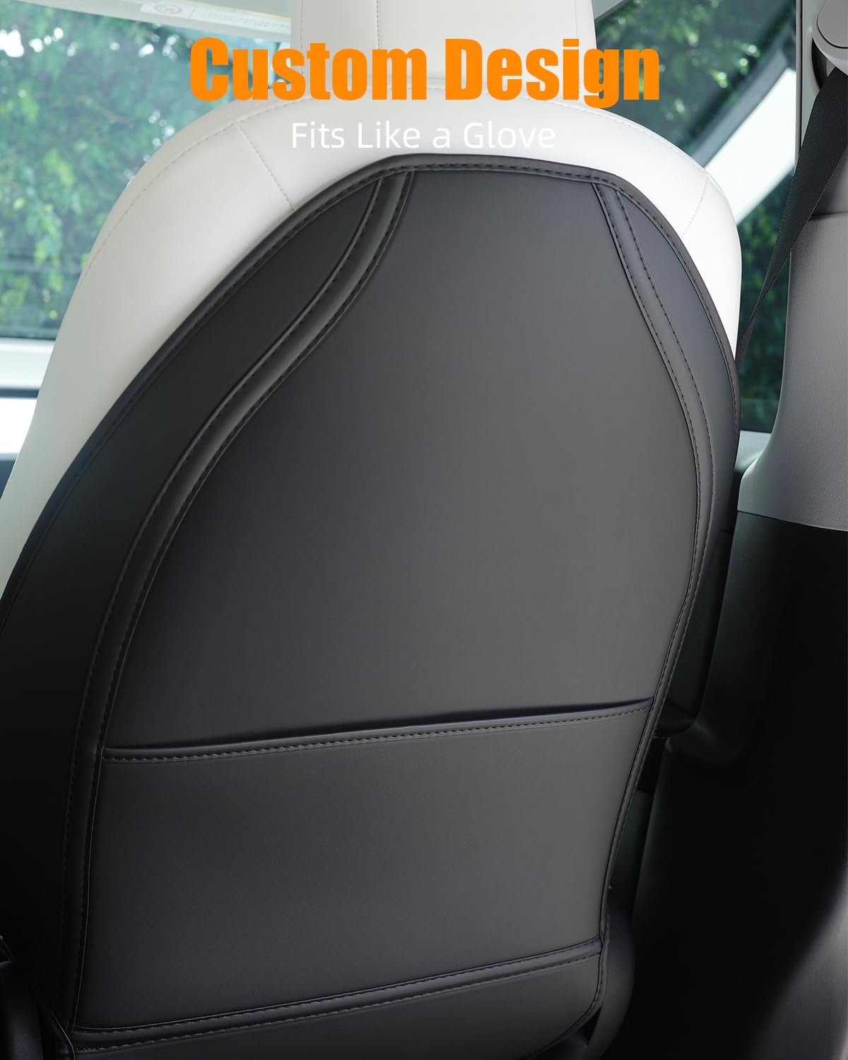 EVANDCAR leather seat back protector for Tesla Model S guards against wear from rear passengers.