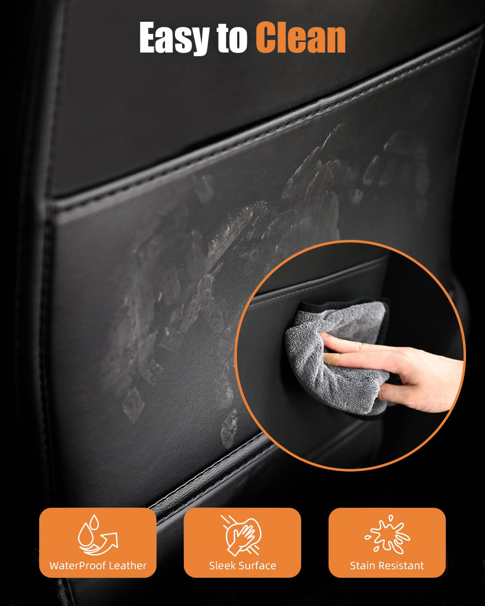 EVANDCAR leather seat back protector for Tesla Model X shields seat backs from mud and scuffs.