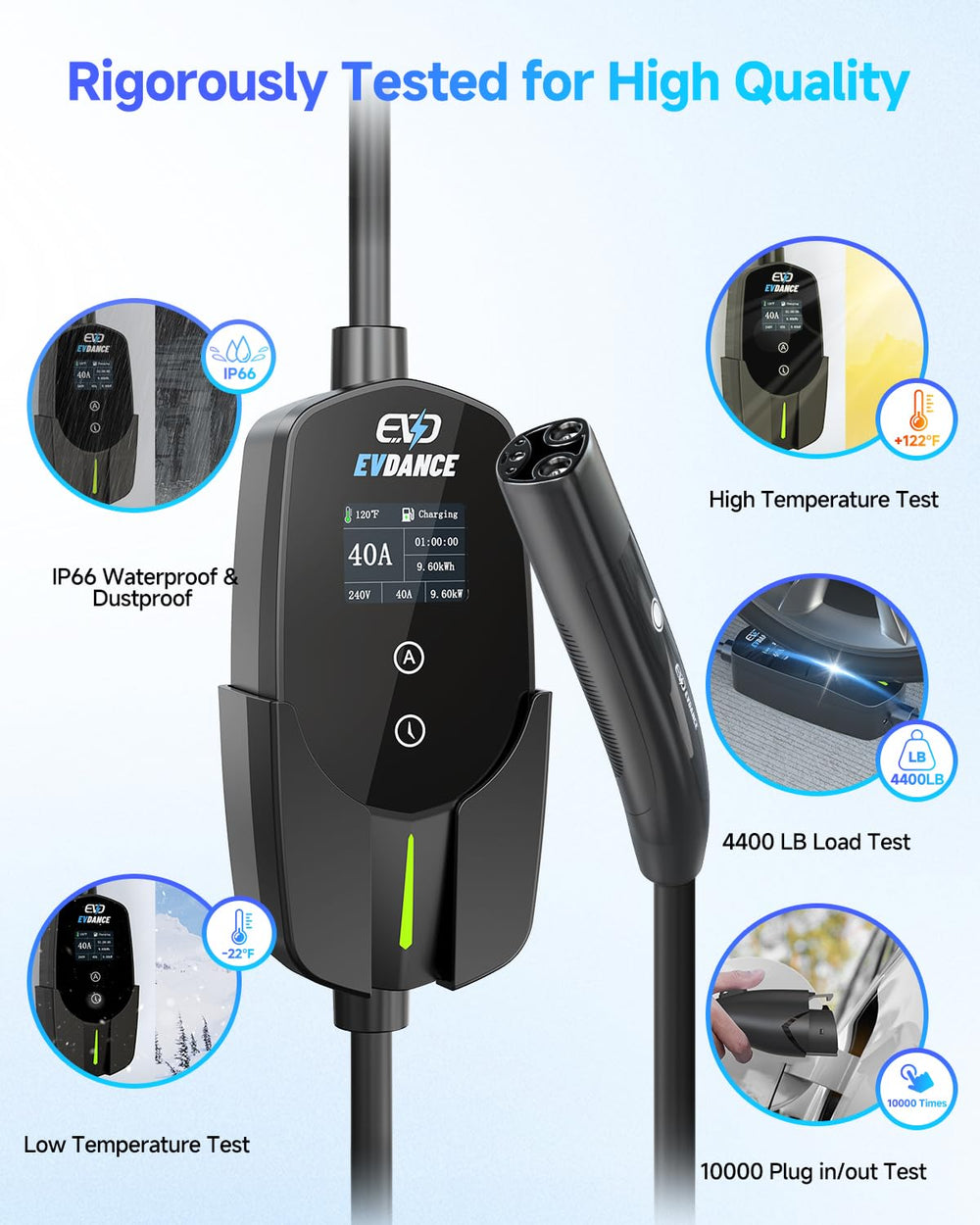 EVDANCE portable charger with carry bag suited for home or travel
