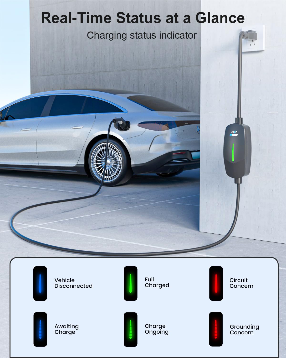 EVDANCE in-use in garage setup demonstrates practical charging flow