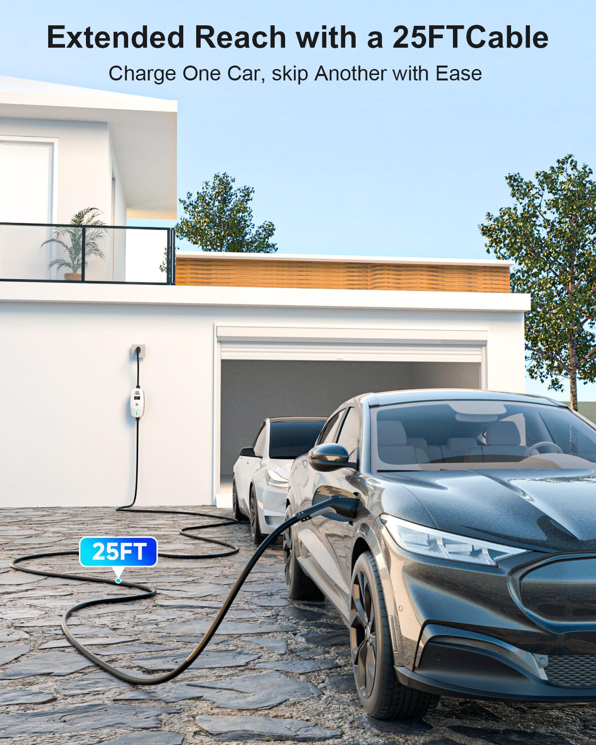 EVDANCE EV charger featuring NEMA 6-20 plug for 240V use