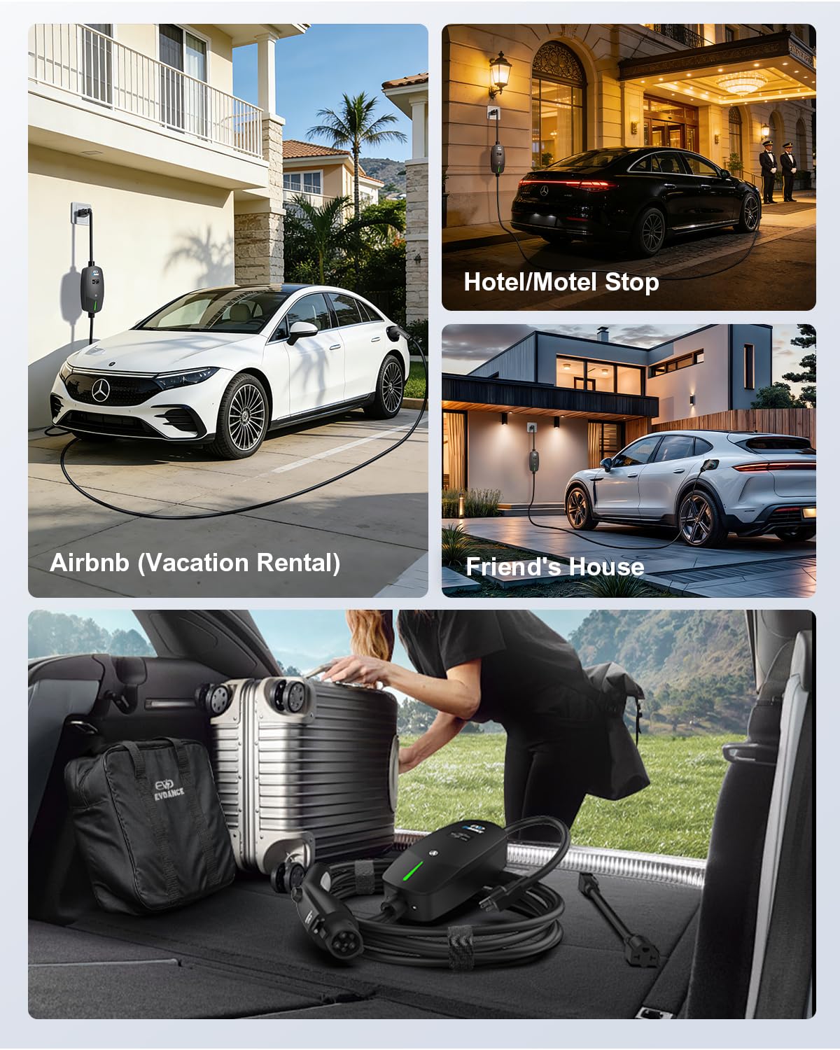 EVDANCE portable bag makes transporting the charger convenient