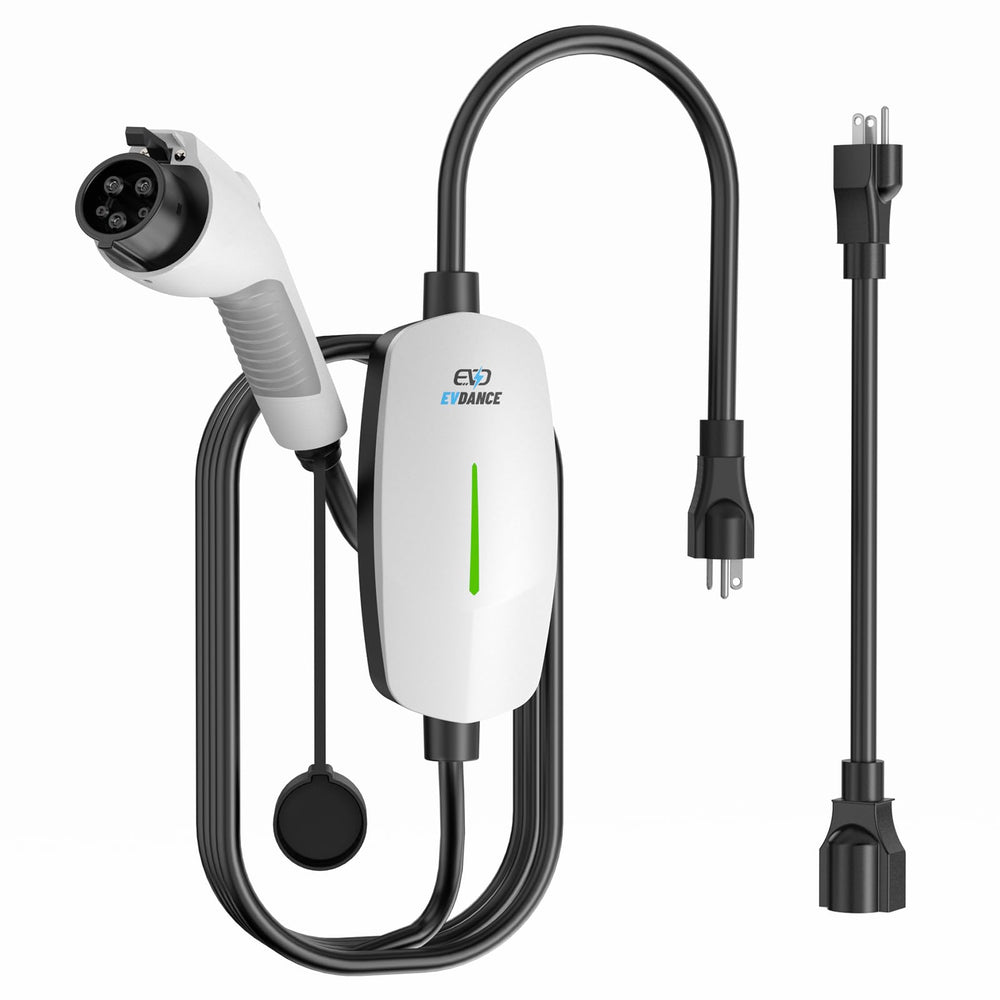 EVDANCE Level 1&2 EV Charger front view with 25ft cable for home charging