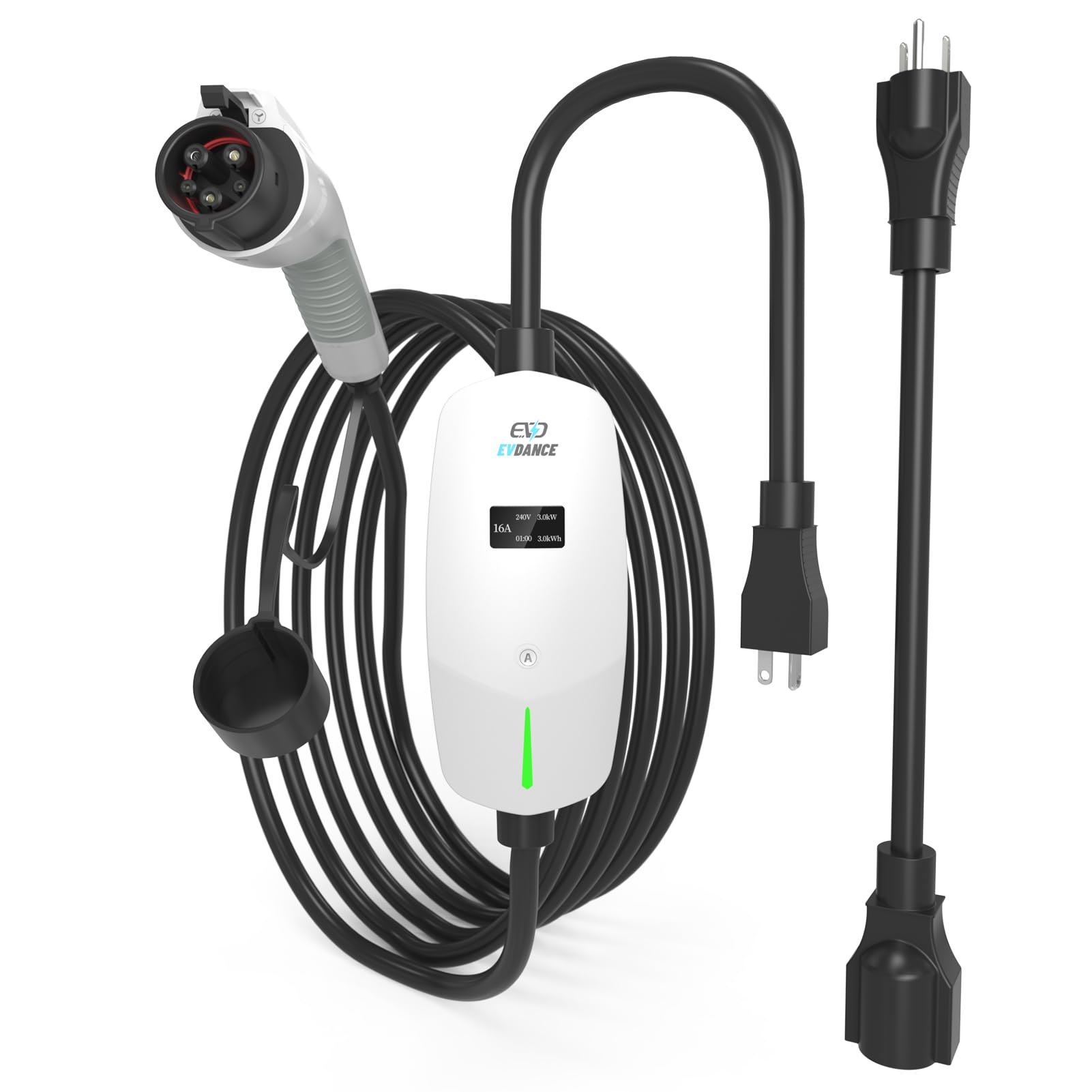EVDANCE Level 1 EV Charger setup image demonstrating portable home charging
