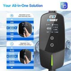 EVDANCE Level 2 EV Charger with NEMA 14-50P plug for fast home charging.