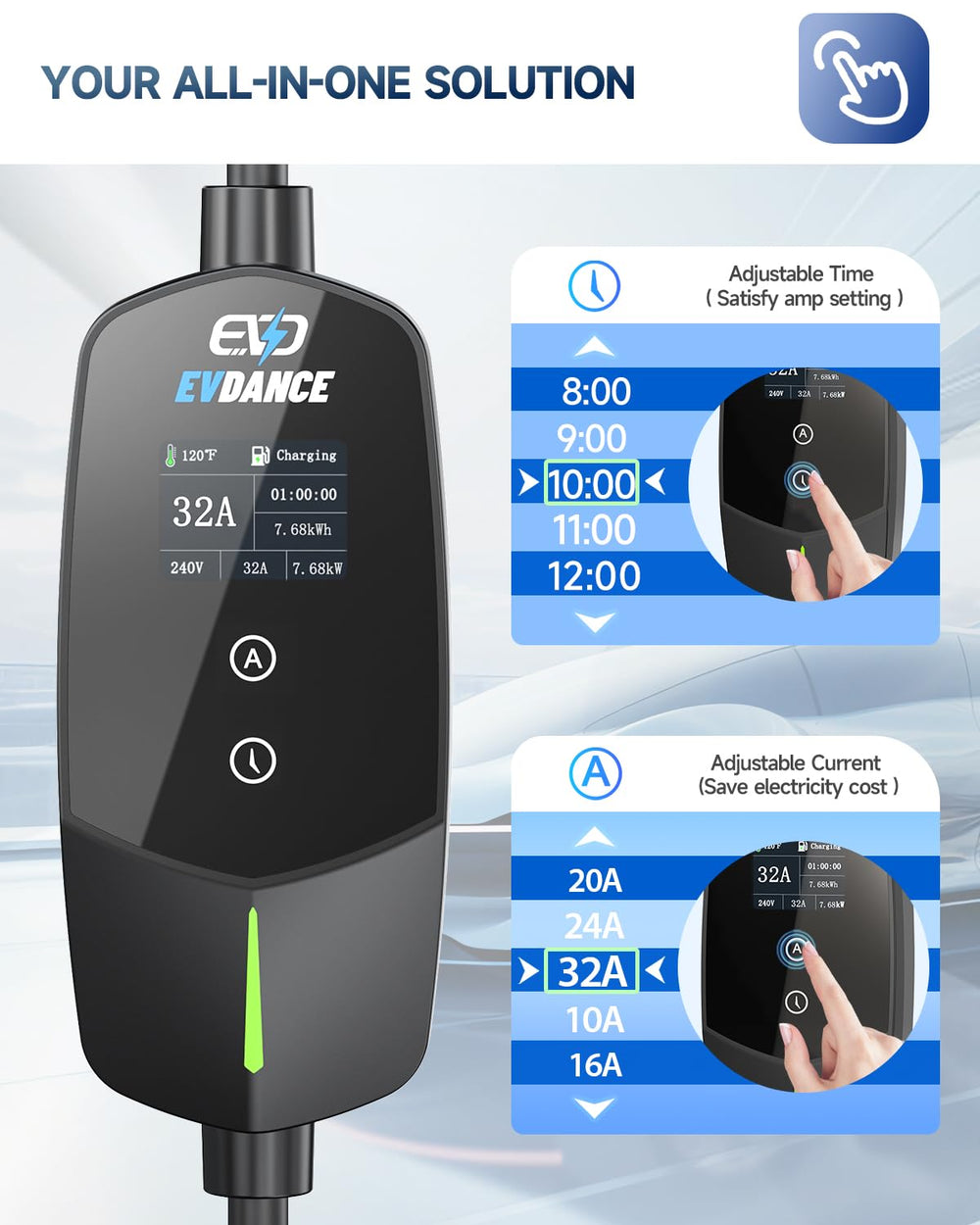 EVDANCE weatherproof housing offers IP66/NEMA 4 protection in various conditions.