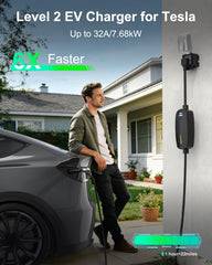 EVDANCE Level 2 charger side view shows compact home charging solution for Tesla.