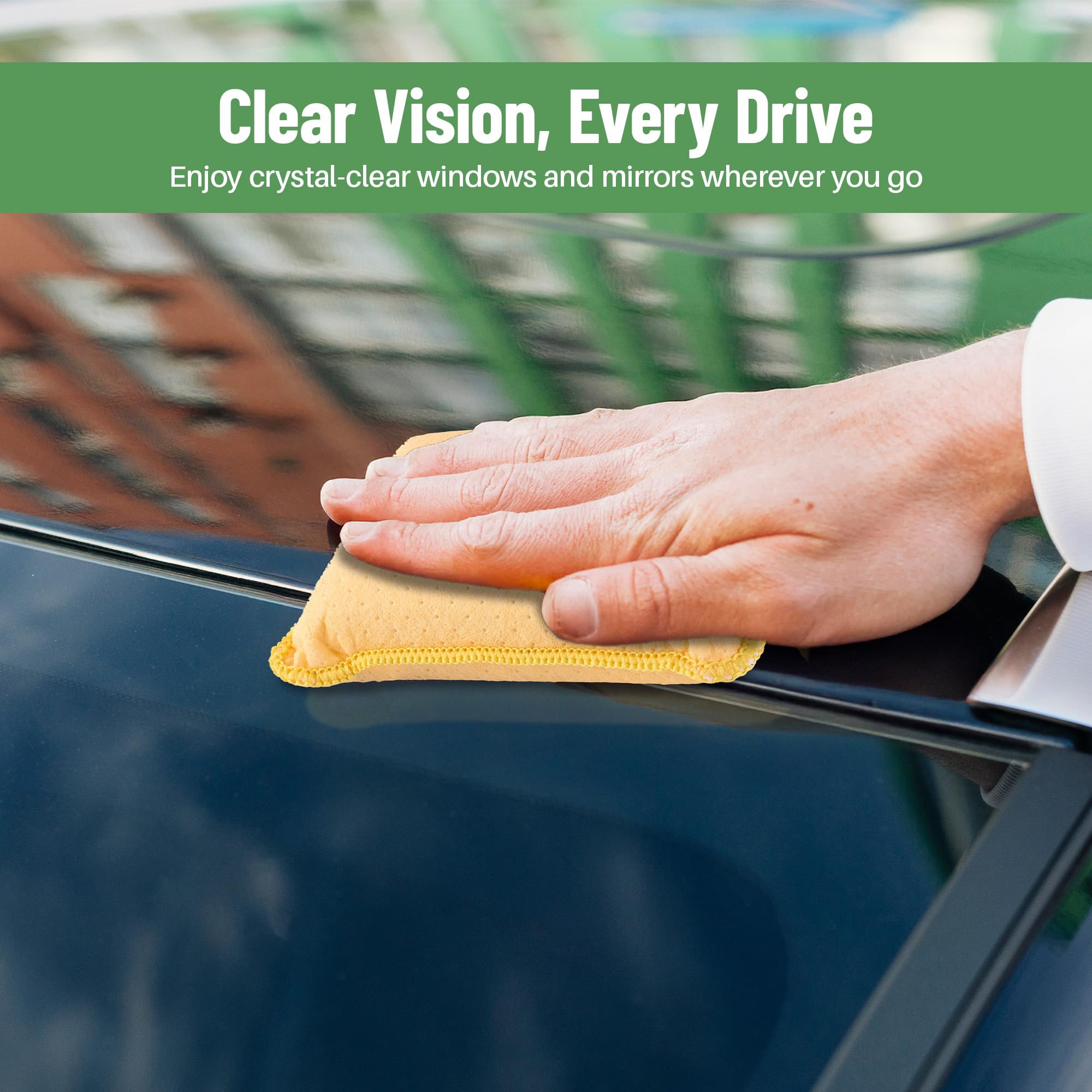 Evelots compact cleaning cloth fits in a glovebox for quick touch-ups.