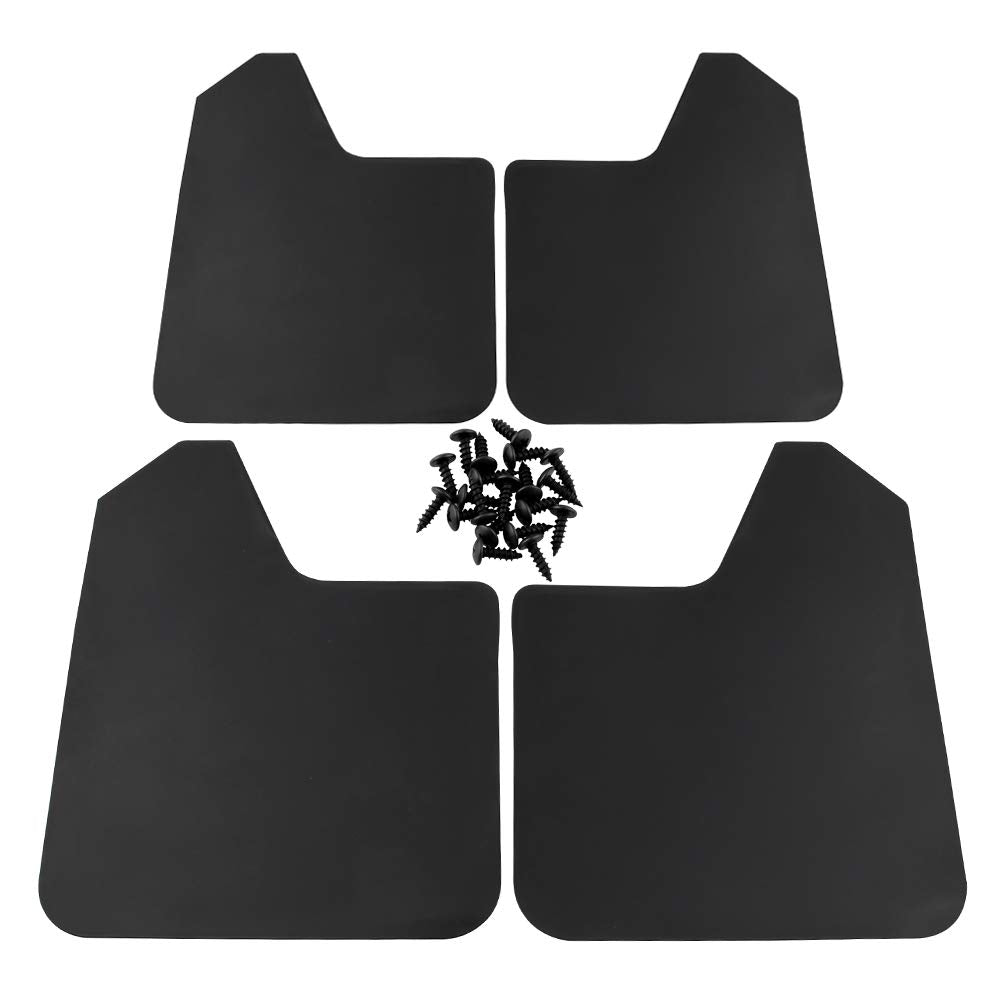 EVER universal mud flaps front-left view protect wheels from road debris.