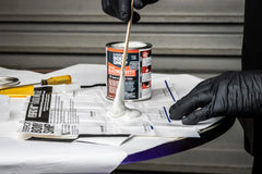 EVERCOAT Body Shop 105035 glazing putty application close-up shows smooth, even finishing.