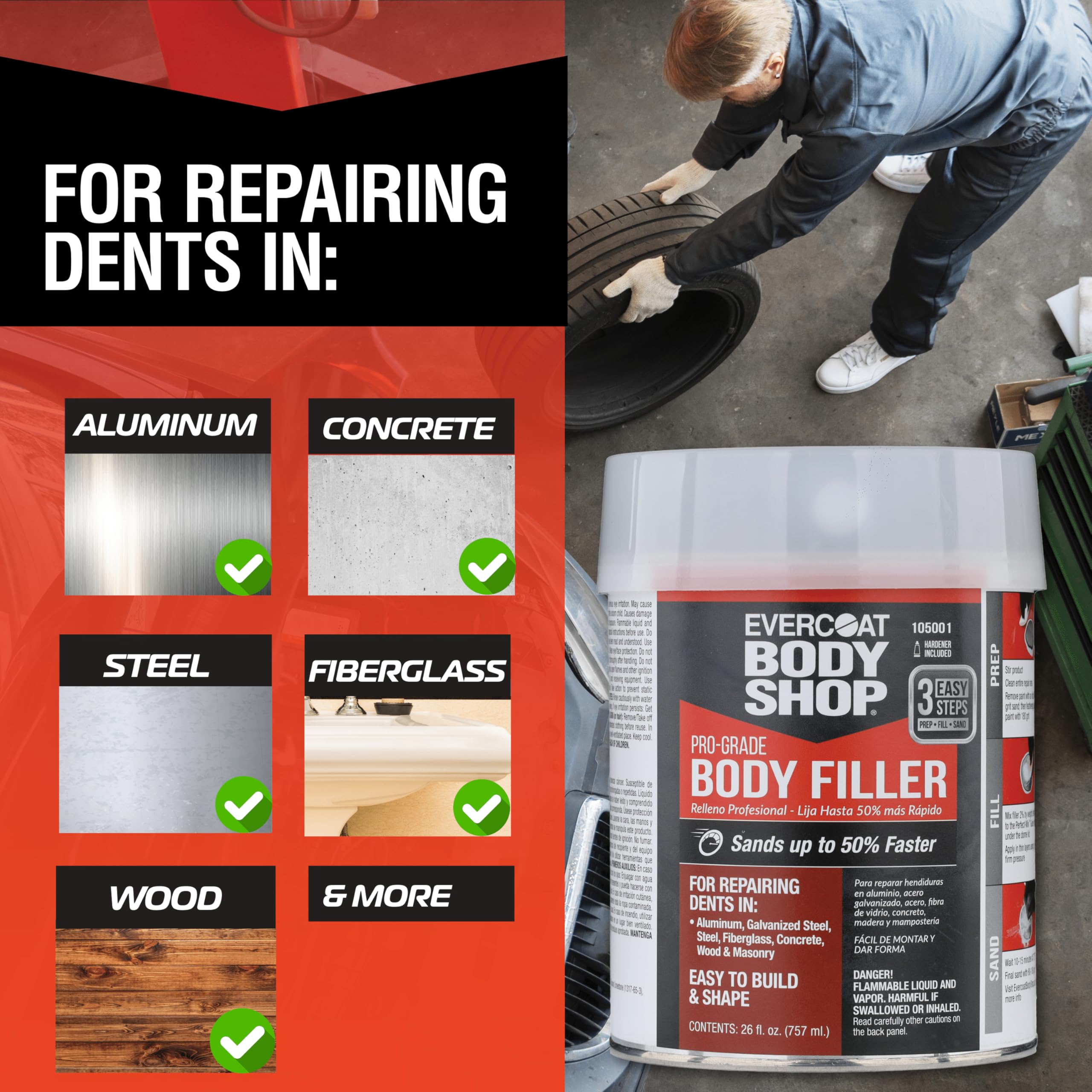 Evercoat Body Shop cream hardener included adds precise mixing for consistent results