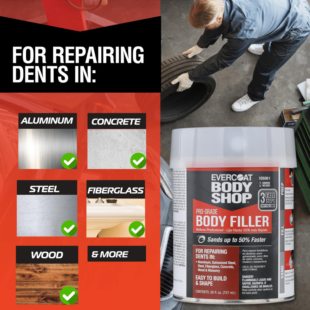 Evercoat Body Shop cream hardener included adds precise mixing for consistent results