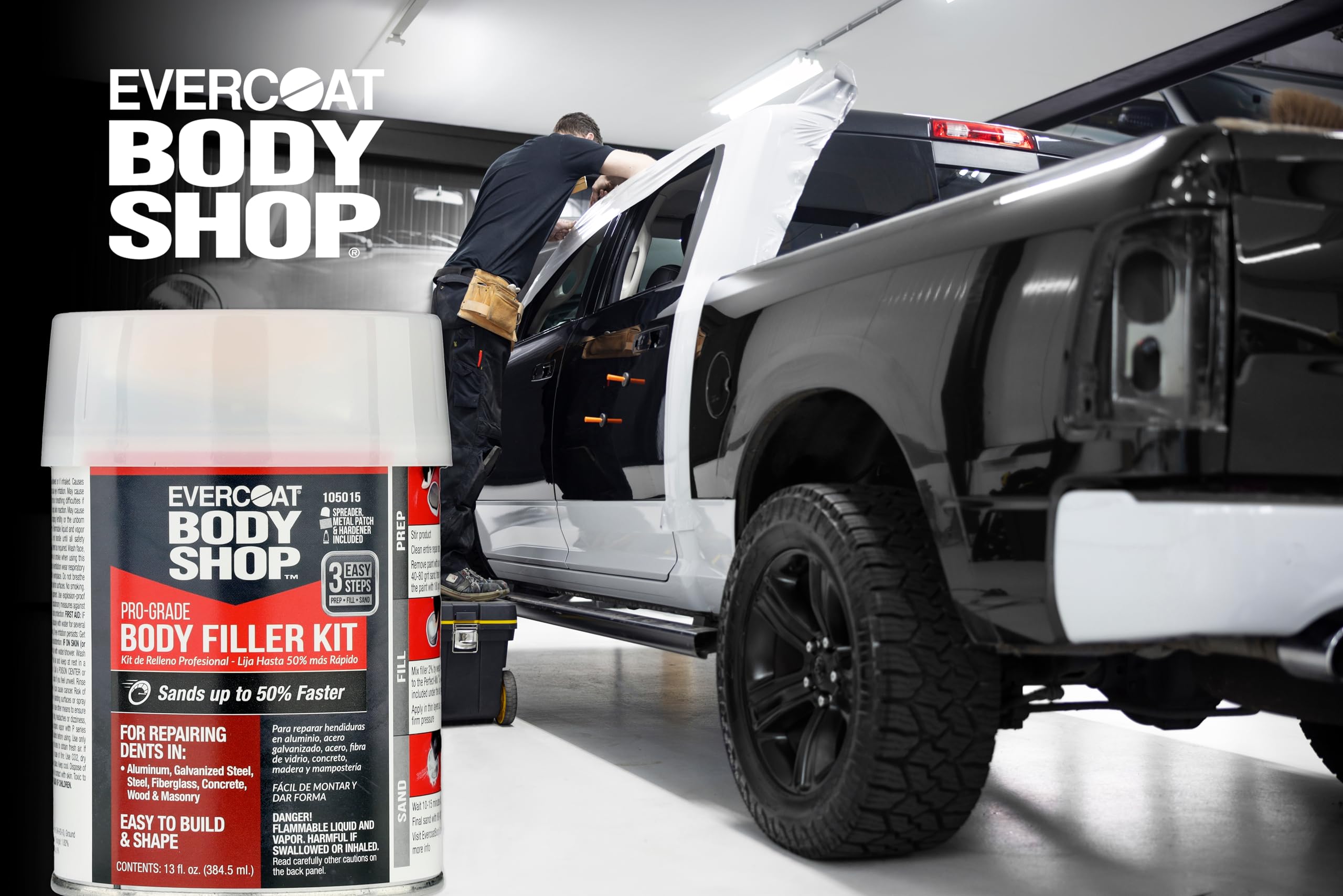 Filler kit in action shows fast sanding and smooth finish readiness.