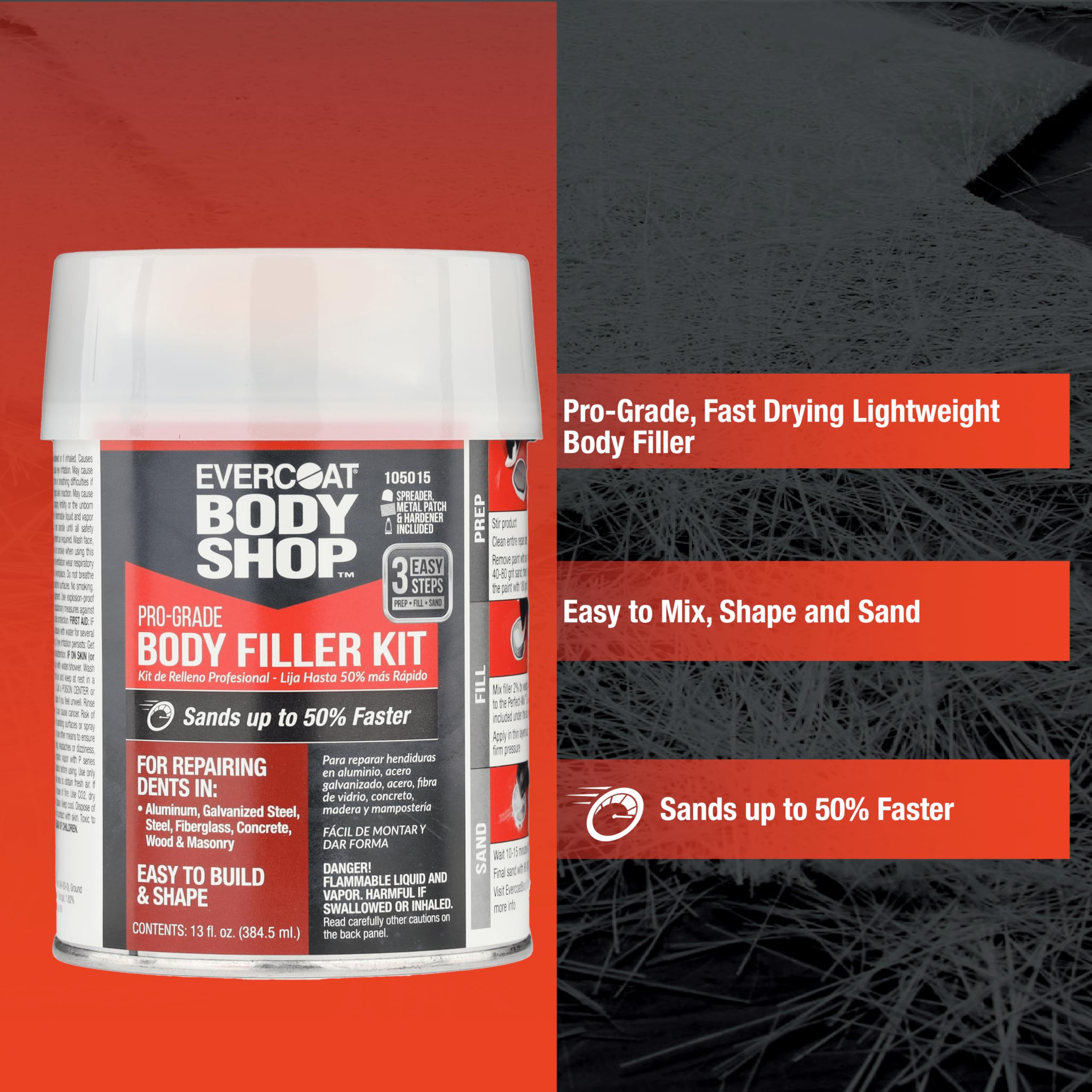 Spread er in the Evercoat Body Shop Pro-Grade Filler Kit for even application.