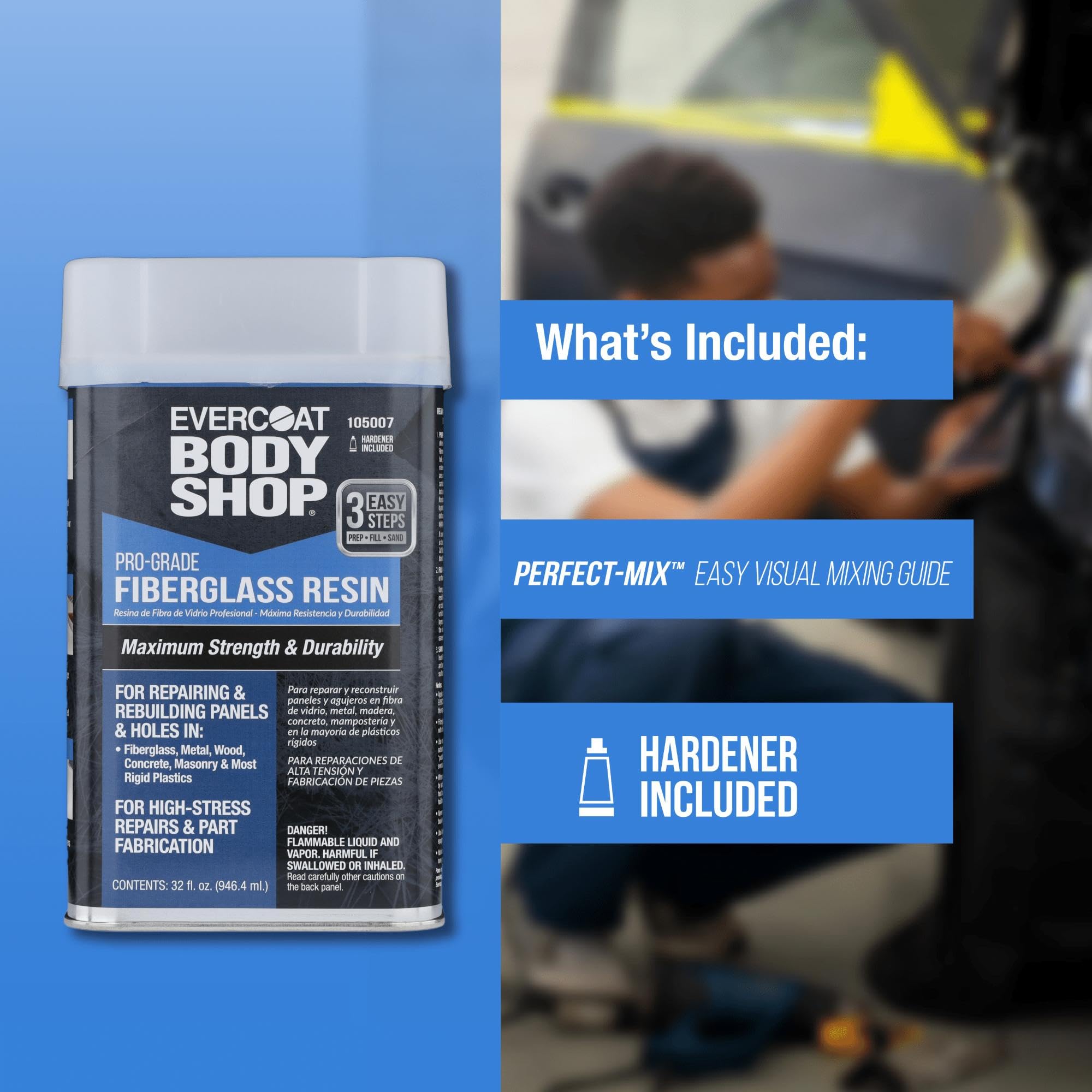Evercoat Body Shop resin cures to a waterproof, durable finish