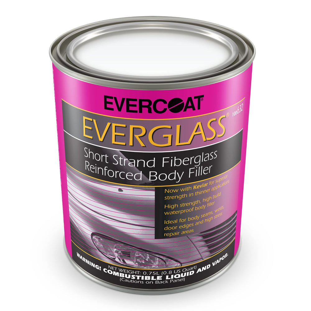Evercoat Everglass short-strand filler bottle demonstrates waterproof performance for repairs