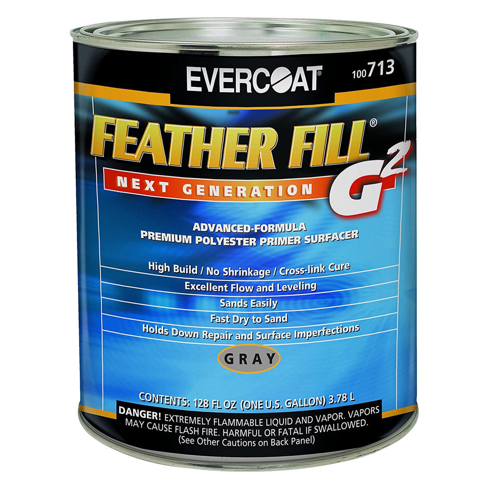 Evercoat Feather Fill G2 primer surfacer on a car panel showing solid foundation