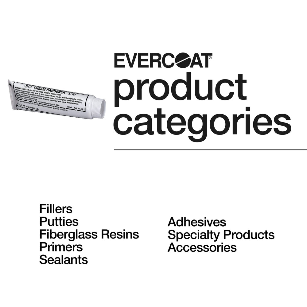 Evercoat Keg Blue Cream hardener used on fiberglass for even finishes.