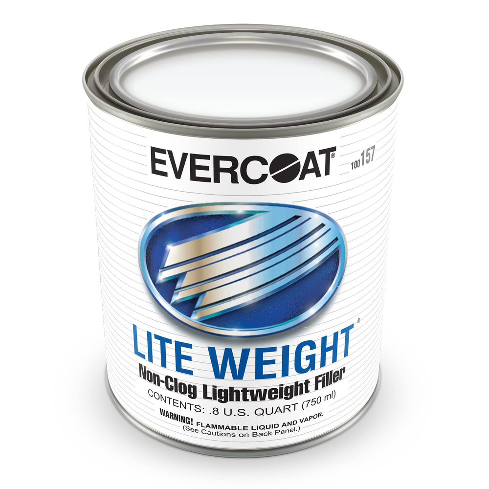Evercoat Lite Weight Body Filler bottle ready for smooth spread on metal