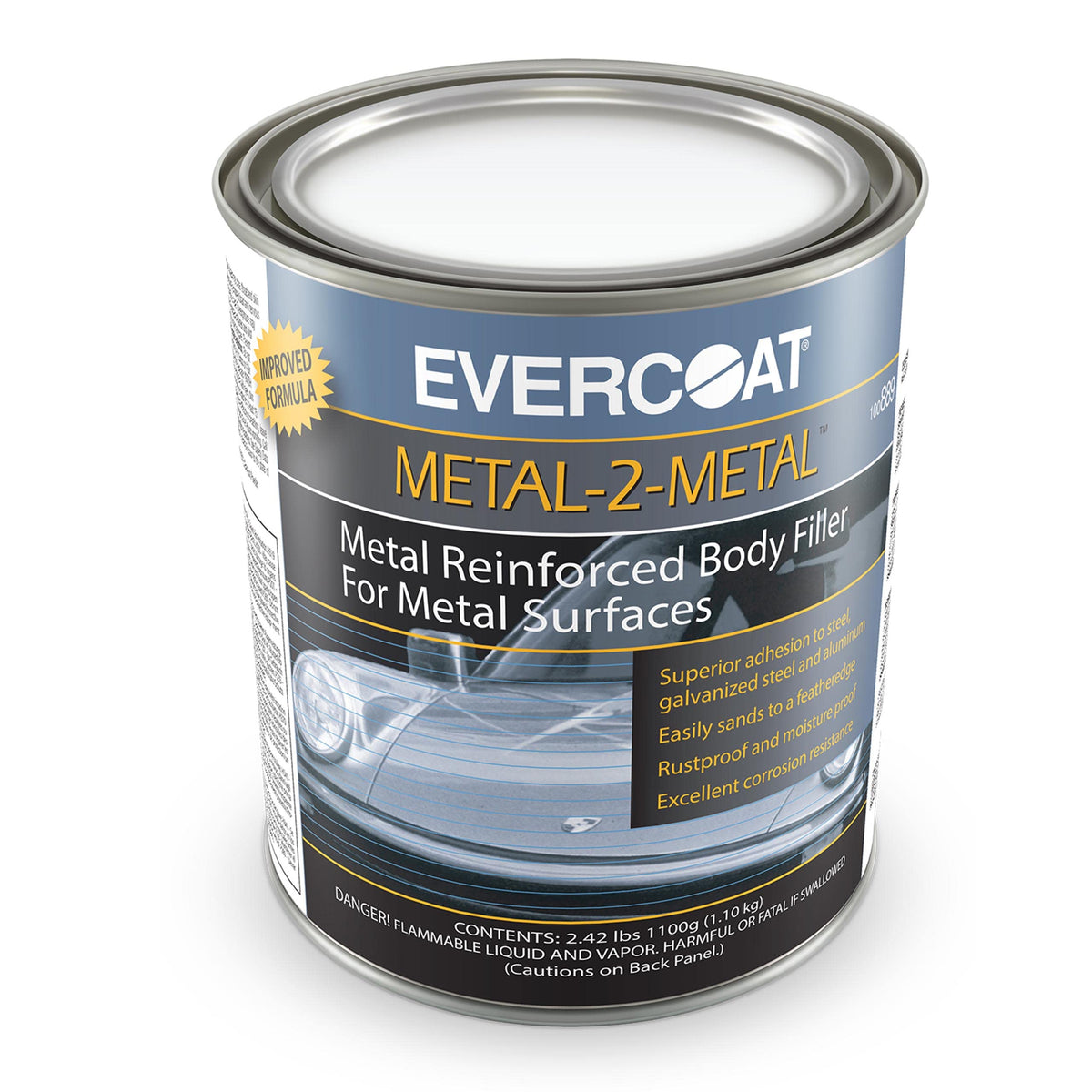 Evercoat Metal-2-Metal aluminum reinforced filler shows strong adhesion for metal repairs