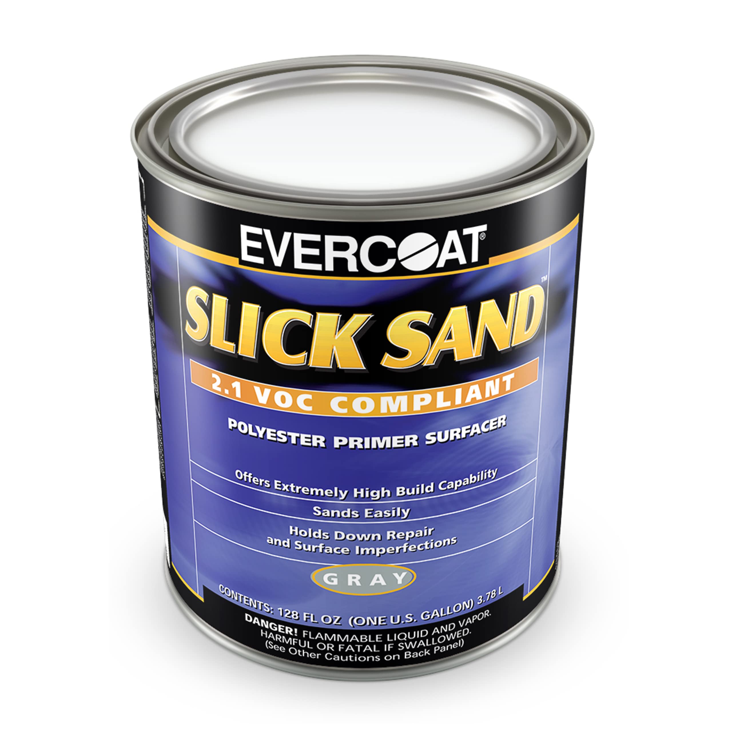 Evercoat Slick Sand 128oz bottle showing high-build primer for rough surfaces.