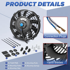 EVERESTWAY 12v 80w radiator fan delivering strong airflow for heat management.