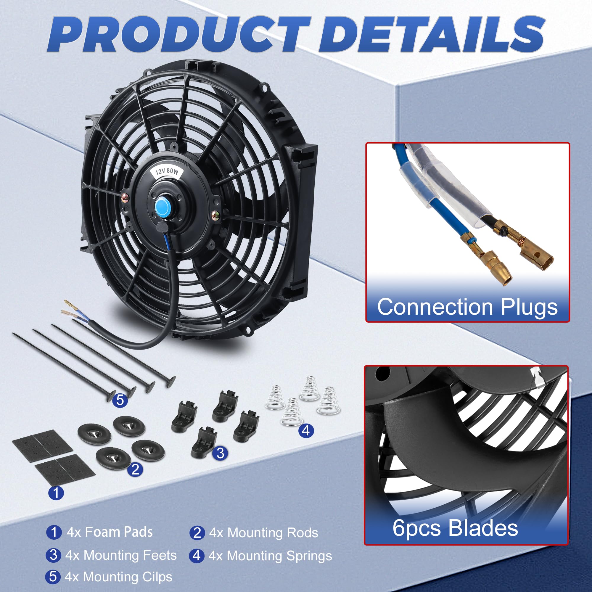 EVERESTWAY 2-pack radiator fan kit, ready with mounting hardware for quick setup.