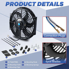 EVERESTWAY 2-pack radiator fan kit, ready with mounting hardware for quick setup.