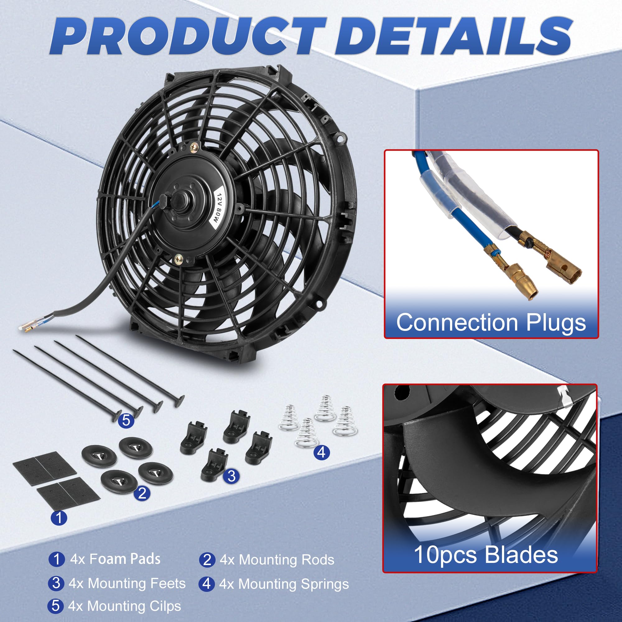 EVERESTWAY radiator fan 12inch back view highlights sturdy brackets.