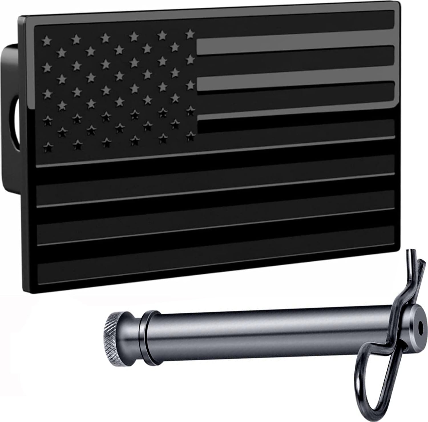 eVerHITCH American flag hitch cover front plate 5x3 inches, durable and weatherproof.