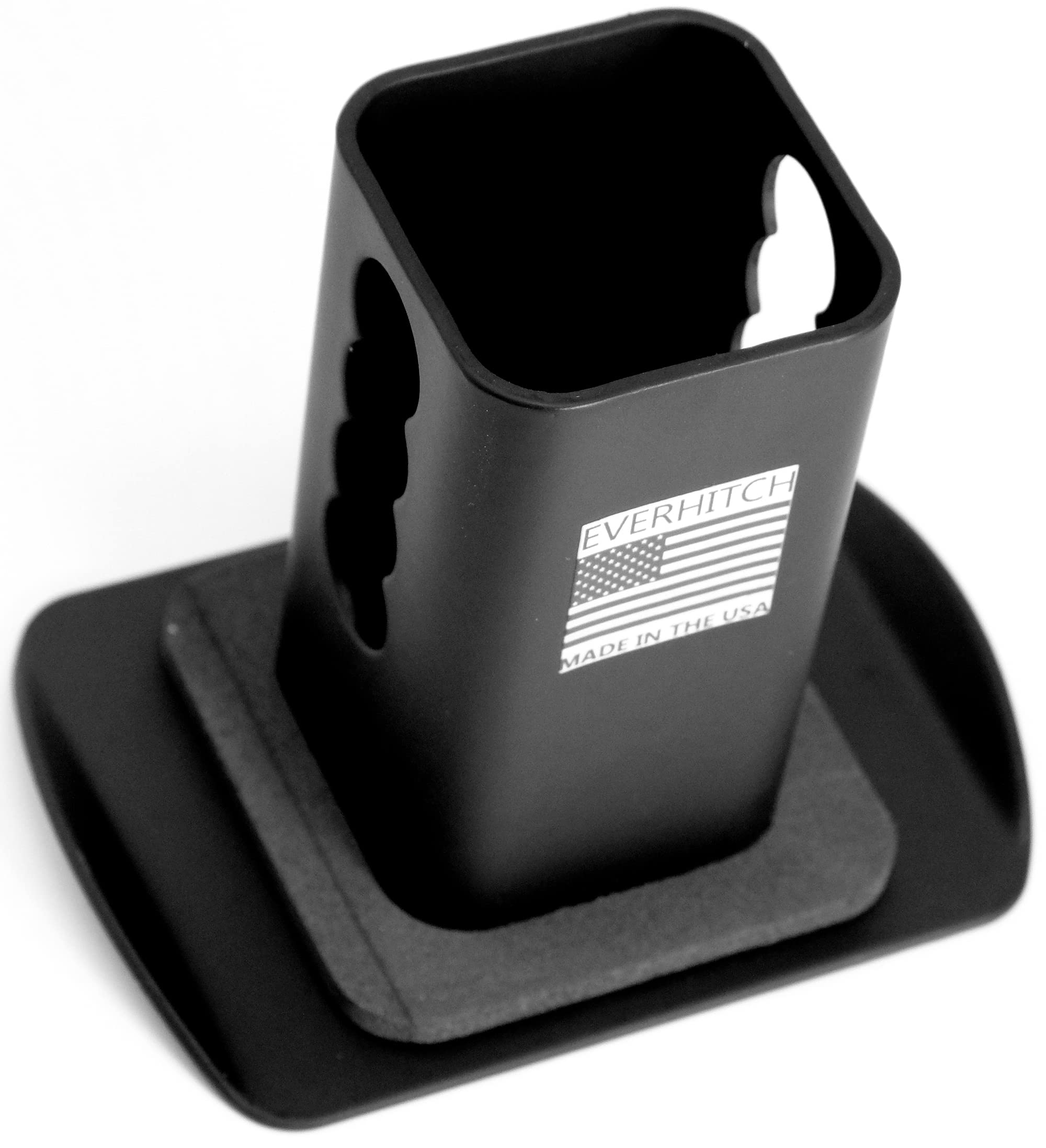 eVerHITCH blank hitch cover side view shows sturdy carbon steel construction.