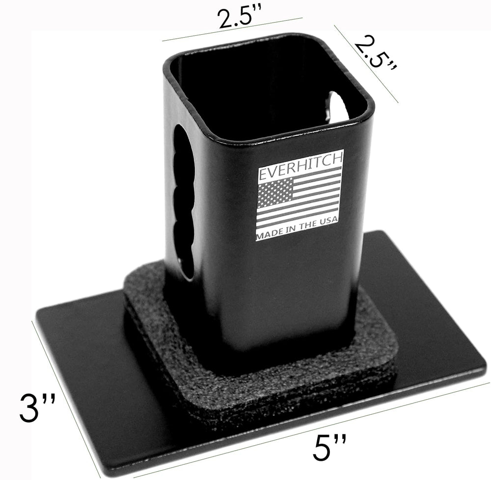 eVerHITCH carbon steel body with stainless emblem for long-lasting outdoor use.