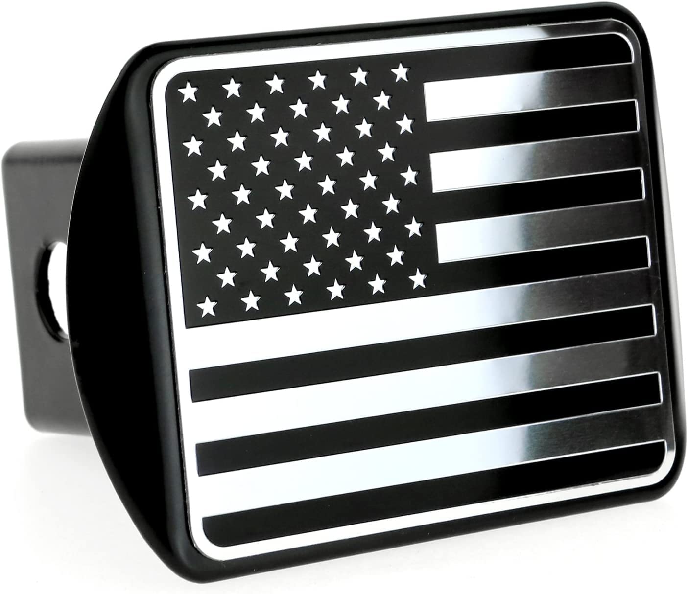 eVerHITCH USA flag metal cover fits standard receivers for quick mounting.