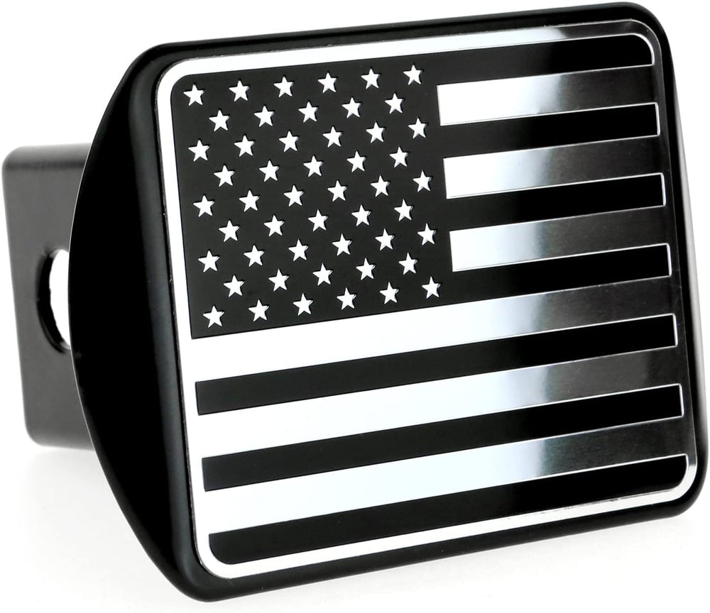 eVerHITCH USA flag metal cover fits standard receivers for quick mounting.