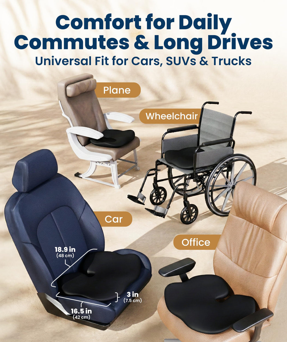 Everlasting Comfort driver seat cushion adds height for better road visibility