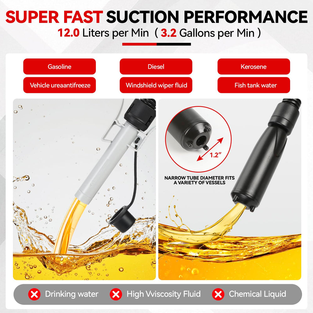 EVERRUSH battery-powered pump, compact design for easy on-the-go liquid transfers.