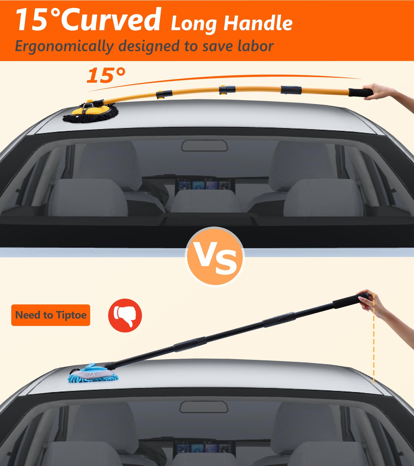 EVERRUSH extendable lightweight handle for easy reach of high surfaces