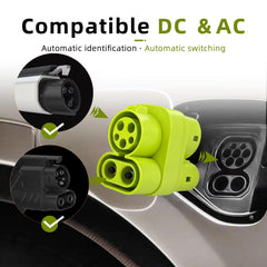 EVHIKING adapter showing automatic switching between CCS1 and Type 1 charging.