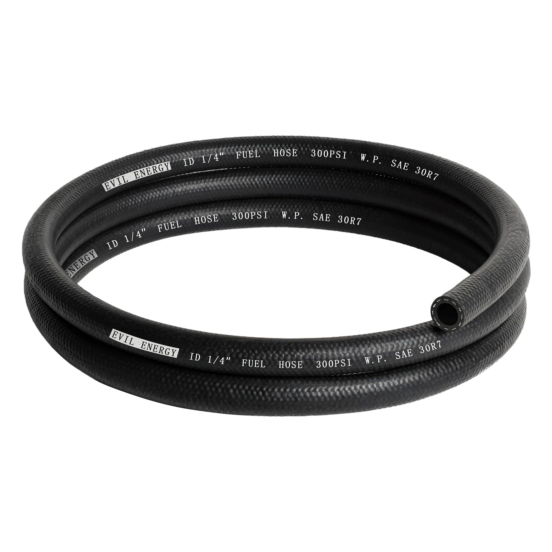 EVIL ENERGY 1/4-inch fuel hose push-lock closeup showing secure connection