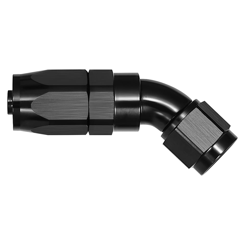 EVIL ENERGY 10AN 45-degree full-flow swivel hose end for smoother routing.
