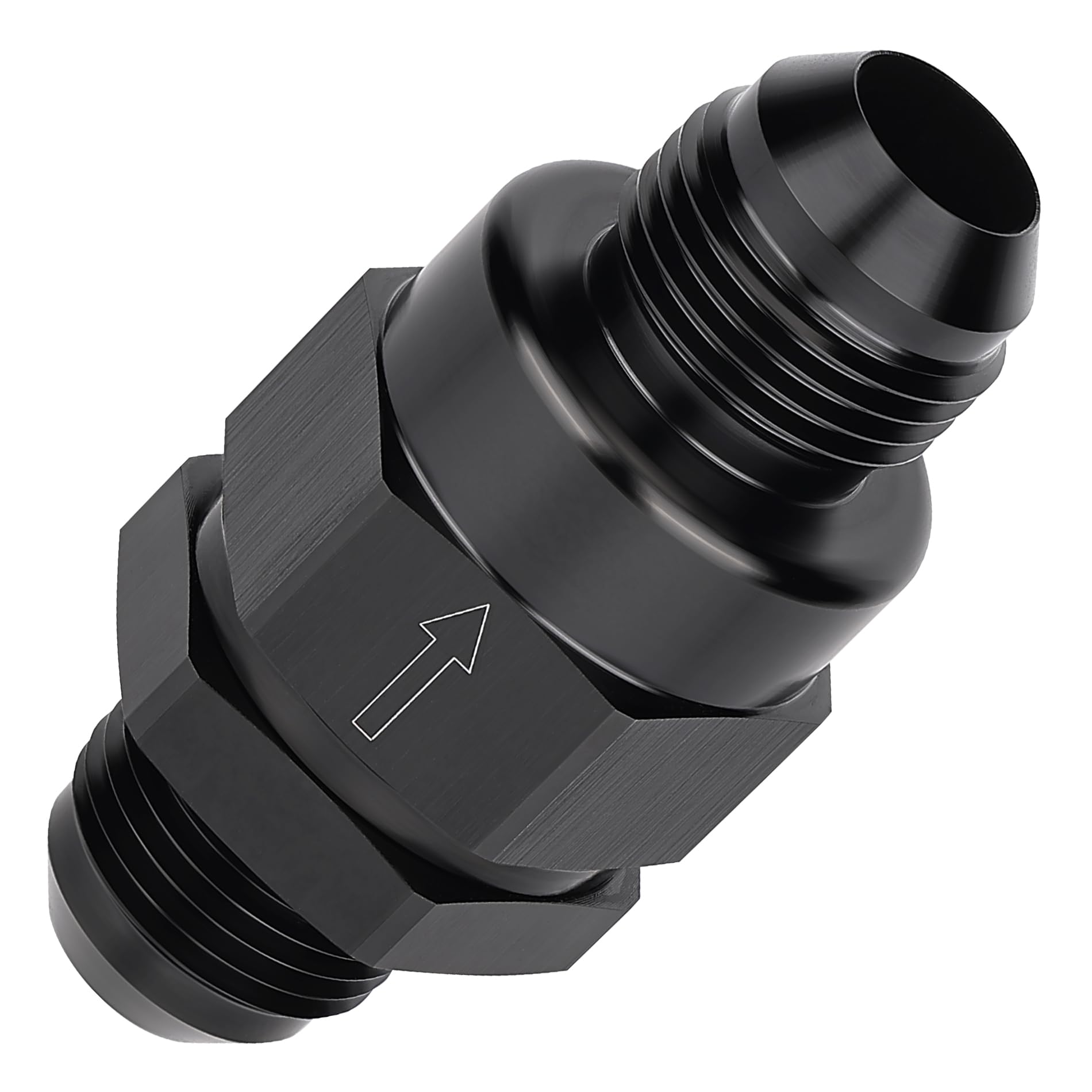EVIL ENERGY 10AN check valve with male inlet, inline view for reliable one-way flow