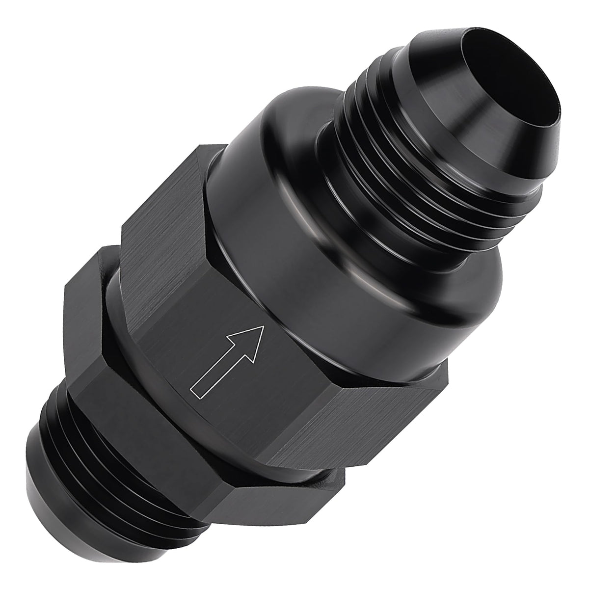 EVIL ENERGY 10AN check valve with male inlet, inline view for reliable one-way flow