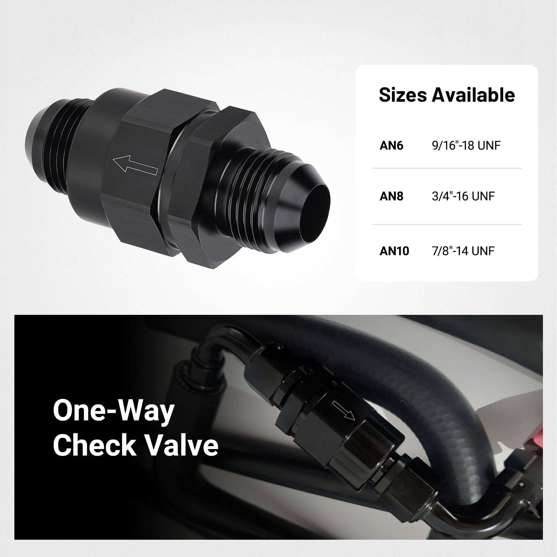 EVIL ENERGY 10AN check valve, suitable for multi-fluid fuel system use