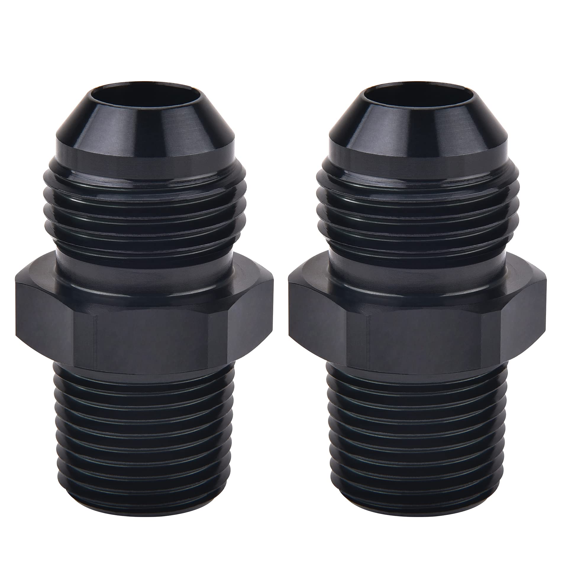 EVIL ENERGY 10AN flare-to-12NPT adapter front view shows durable aluminum with a black finish for clean routing.