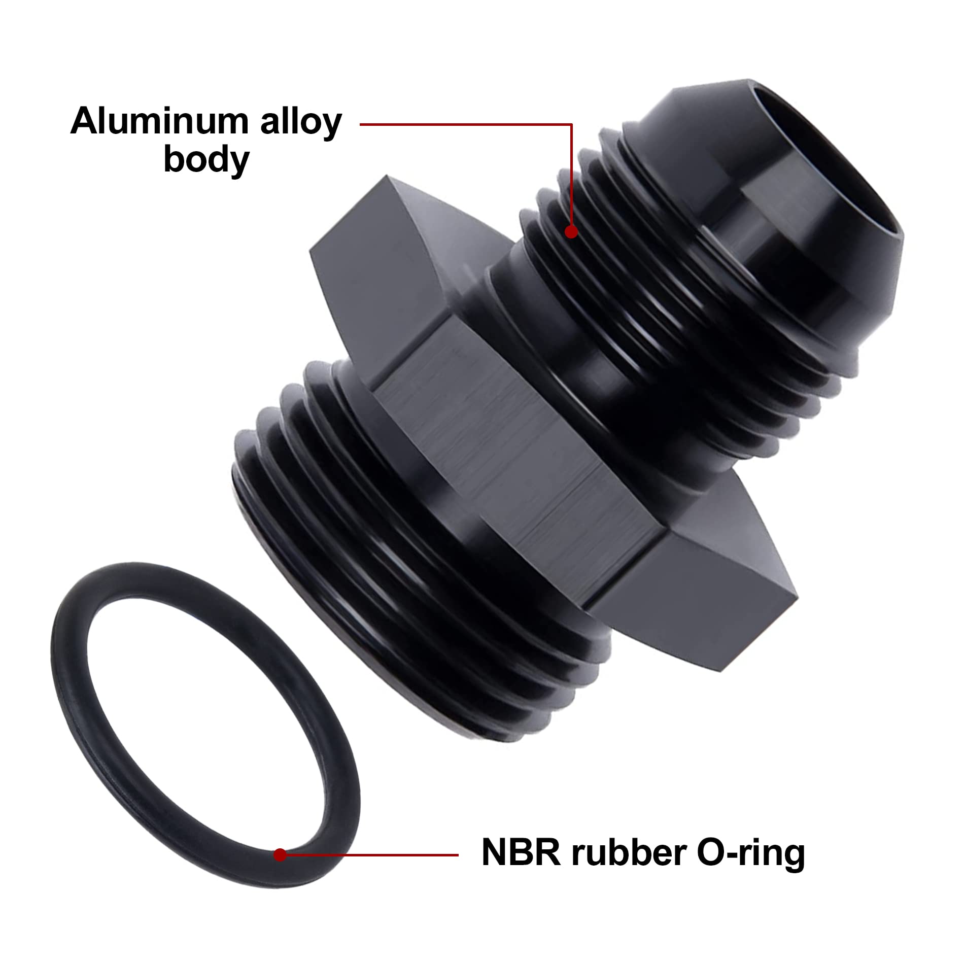 EVIL ENERGY 10AN to AN12 ORB adapter with O-ring seal ensuring reliable sealing.